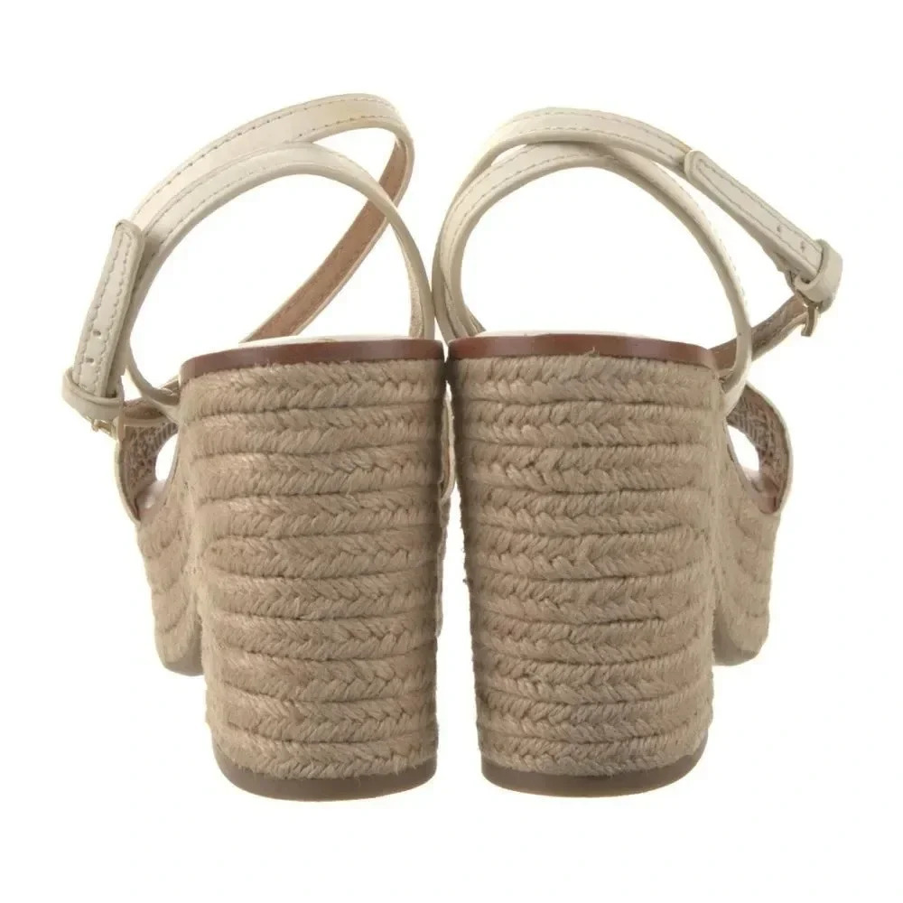 Tory Burch White Roselle Leather Lasercut Accents Platform Women's Espadrilles s - Picture 4 of 5